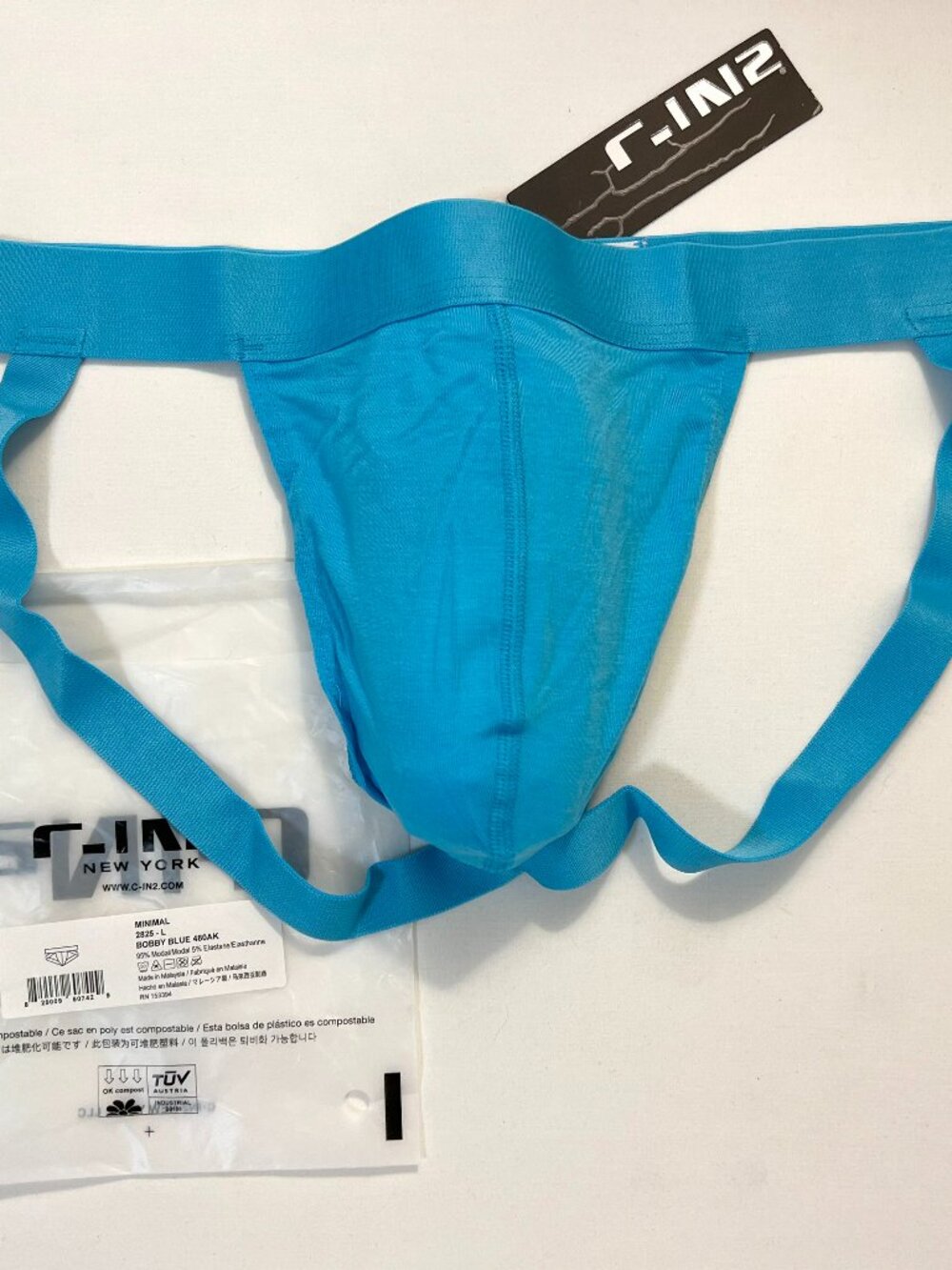 "C-IN2" Size L Minimal Modal Blend Low-Rise Athletic Supporter/Jockstrap - Blue